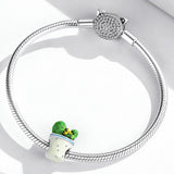 925 Sterling Silver Cactus Flower Beads For Diy Bracelets & Necklaces - Rear View