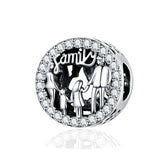 925 Sterling Silver Family Charm Bracelet Beads - Front View