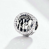 925 Sterling Silver Family Charm Bracelet Beads - Side View