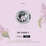 925 Sterling Silver Family Charm Bracelet Beads - Top-Down View