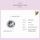 925 Sterling Silver Family Charm Bracelet Beads - 45-Degree Angle