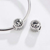 925 Sterling Silver Family Charm Bracelet Beads - Close-Up Angle