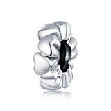 925 Sterling Silver Heart Beads For Diy Bracelets & Necklaces - Front View