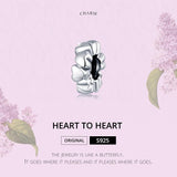 925 Sterling Silver Heart Beads For Diy Bracelets & Necklaces - Top-Down View