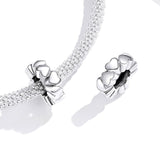 925 Sterling Silver Heart Beads For Diy Bracelets & Necklaces - Close-Up Angle