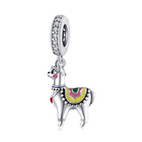 925 Sterling Silver Adorable Alpaca Pendant For Diy Bracelets & Necklaces - Front View