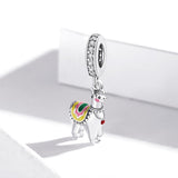 925 Sterling Silver Adorable Alpaca Pendant For Diy Bracelets & Necklaces - Side View