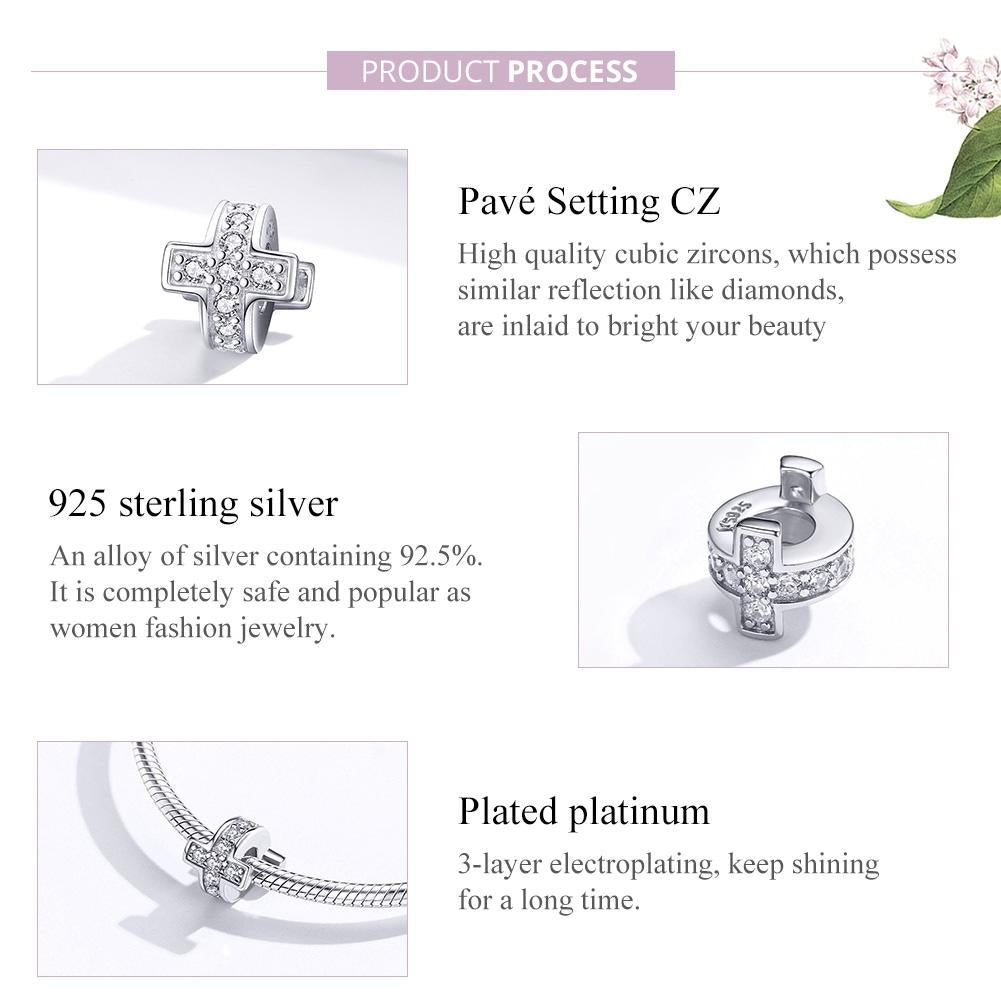 925 Sterling Silver Diy Cross Beaded Bracelet Accessories