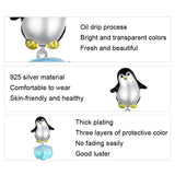 925 Sterling Silver Penguin Beads For Diy Bracelets - Side View