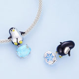 925 Sterling Silver Penguin Beads For Diy Bracelets - Top-Down View