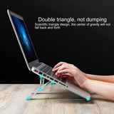 Adjustable Foldable Aluminum Laptop Stand - Portable Double Triangle Design - Close-Up Angle