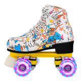 Flash Wheel Roller Skates For Adults - White Size 43 - Front View