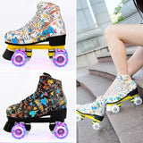 Flash Wheel Roller Skates For Adults - White Size 43 - Side View