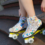 Flash Wheel Roller Skates For Adults - White Size 43 - Rear View