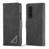 For Samsung Galaxy Z Fold4 5G Leather Dual Side Buckle Phone Cover - Black