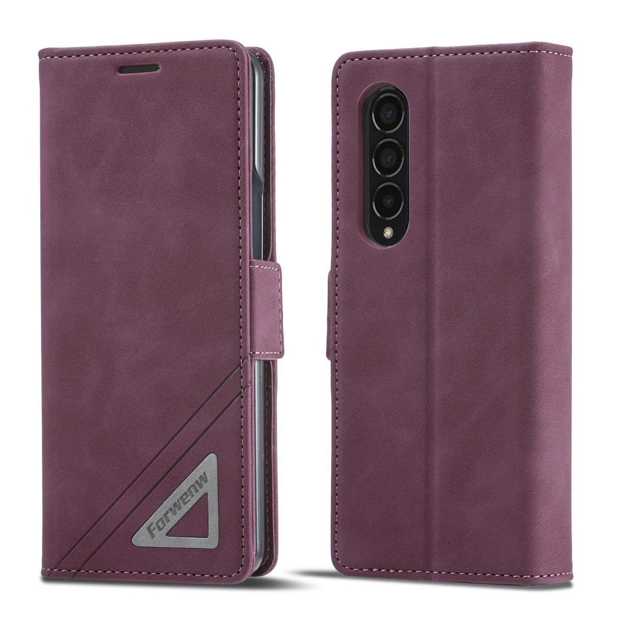 For Samsung Galaxy Z Fold4 5G Leather Dual Side Buckle Phone Cover - Black