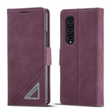 For Samsung Galaxy Z Fold4 5G Leather Dual Side Buckle Phone Cover - Black - Front View