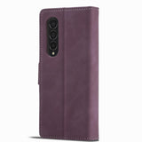 For Samsung Galaxy Z Fold4 5G Leather Dual Side Buckle Phone Cover - Black - Top-Down View