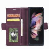 For Samsung Galaxy Z Fold4 5G Leather Dual Side Buckle Phone Cover - Black - 45-Degree Angle