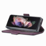 For Samsung Galaxy Z Fold4 5G Leather Dual Side Buckle Phone Cover - Black - Rear View