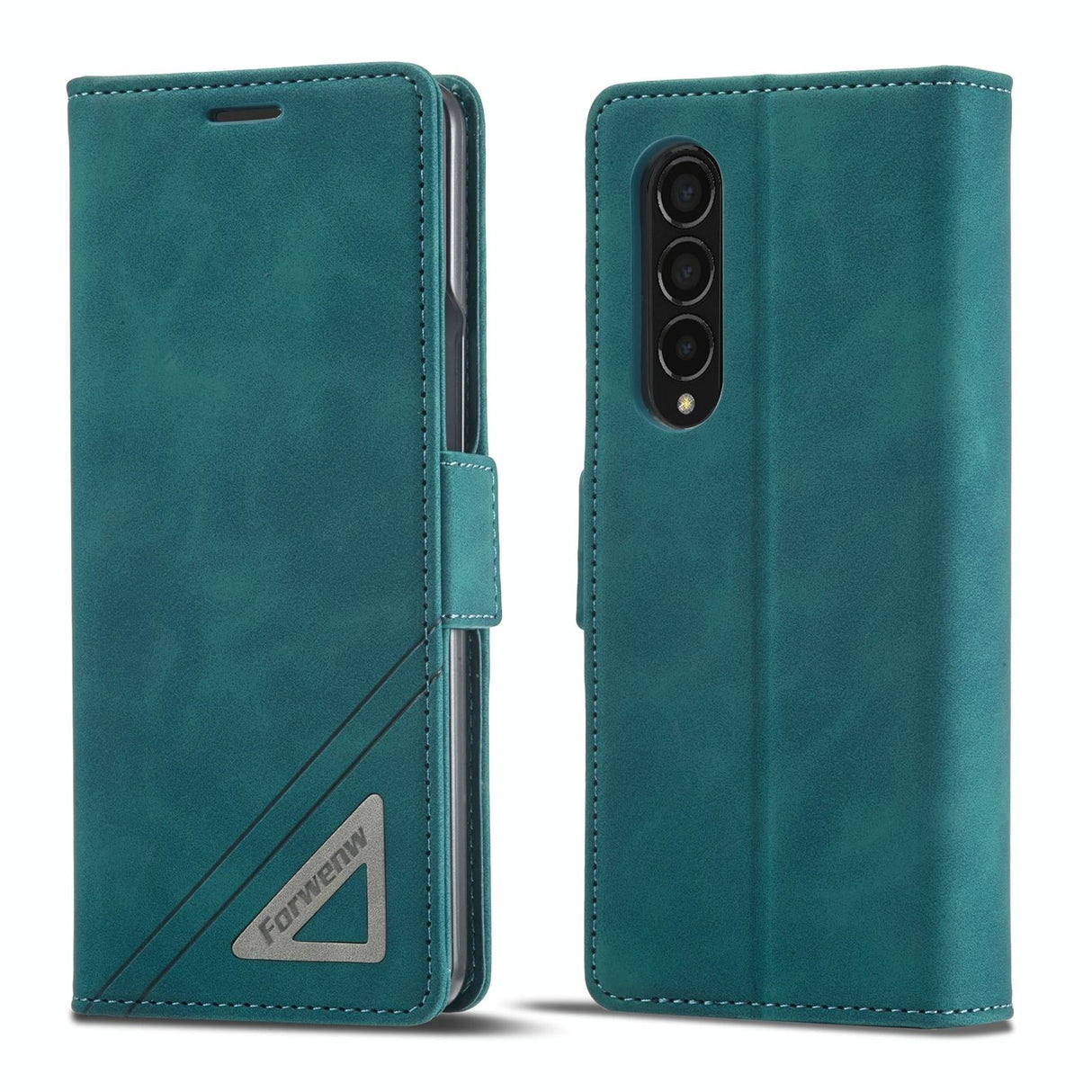For Samsung Galaxy Z Fold4 5G Leather Dual Side Buckle Phone Cover - Black