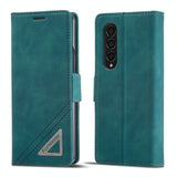 For Samsung Galaxy Z Fold4 5G Leather Dual Side Buckle Phone Cover - Black - Low Angle