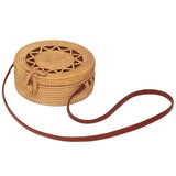 Handmade Rattan Bag Flower Pattern Autumn Design Vintage Art Beach Diagonal Bag 20X20X8Cm - Front View