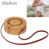Handmade Rattan Bag Flower Pattern Autumn Design Vintage Art Beach Diagonal Bag 20X20X8Cm - Side View