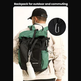 Large Capacity Contrast Backpack For Commuting - Black - Close-Up Angle