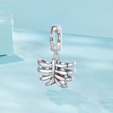 925 Sterling Silver Vintage Oxidized Rib Skull Pendant - Side View