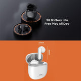 Wireless Stereo Bluetooth Earphones - True Music White - Close-Up Angle