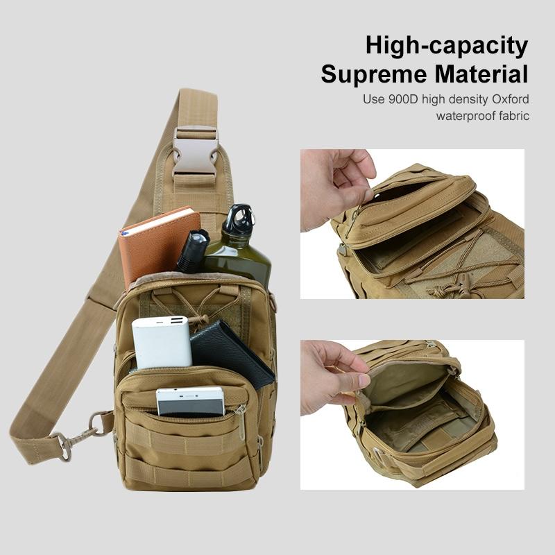 Waterproof Crossbody Chest Pack For Outdoor Sports Lightweight & Durable - Khaki