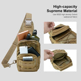 Waterproof Crossbody Chest Pack For Outdoor Sports Lightweight & Durable - Khaki - 45-Degree Angle
