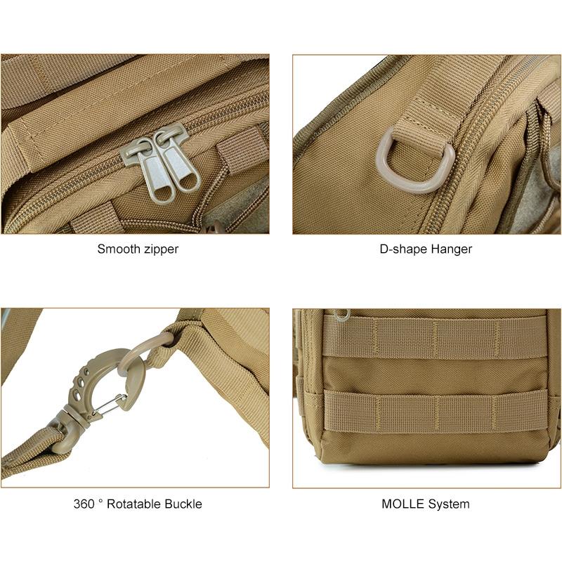 Waterproof Crossbody Chest Pack For Outdoor Sports Lightweight & Durable - Khaki