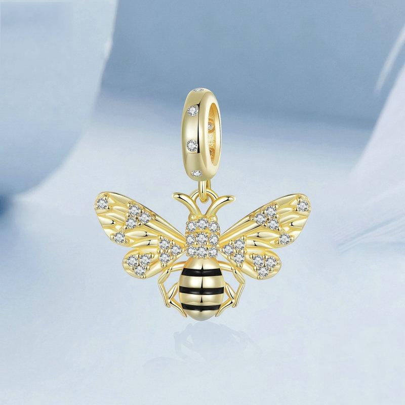 925 Sterling Silver Gold Plated Bee Bracelet Pendant