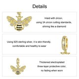 925 Sterling Silver Gold Plated Bee Bracelet Pendant - 45-Degree Angle