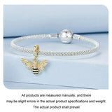 925 Sterling Silver Gold Plated Bee Bracelet Pendant - Rear View