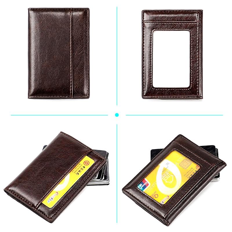 Ultra Thin Pu Leather Card Holder Mini - Coffee