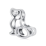 925 Sterling Silver Dog Bead Bracelet Cute & Hollow - Front View