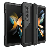 For Samsung Galaxy Z Fold4 5G Waterproof Metal Phone Case With Folding Holder - Black - Low Angle