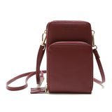 Women Pu Mobile Phone Shoulder Bag Large Capacity - Red