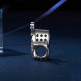 925 Sterling Silver Platinum Plated Skull Bass Pendant - Top-Down View