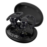Digital Display Bluetooth Headset with Noise Reduction and Charging Bin - Black - Front View
