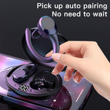 Digital Display Bluetooth Headset with Noise Reduction and Charging Bin - Black - 45-Degree Angle