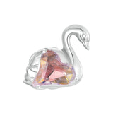 925 Sterling Silver Platinum Plated Pink Swan Rose Diy Beads - Front View