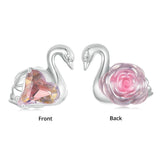 925 Sterling Silver Platinum Plated Pink Swan Rose Diy Beads - Side View