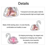 925 Sterling Silver Platinum Plated Pink Swan Rose Diy Beads - Top-Down View