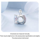 925 Sterling Silver Platinum Plated Pink Swan Rose Diy Beads - 45-Degree Angle