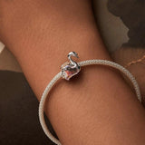 925 Sterling Silver Platinum Plated Pink Swan Rose Diy Beads - Close-Up Angle