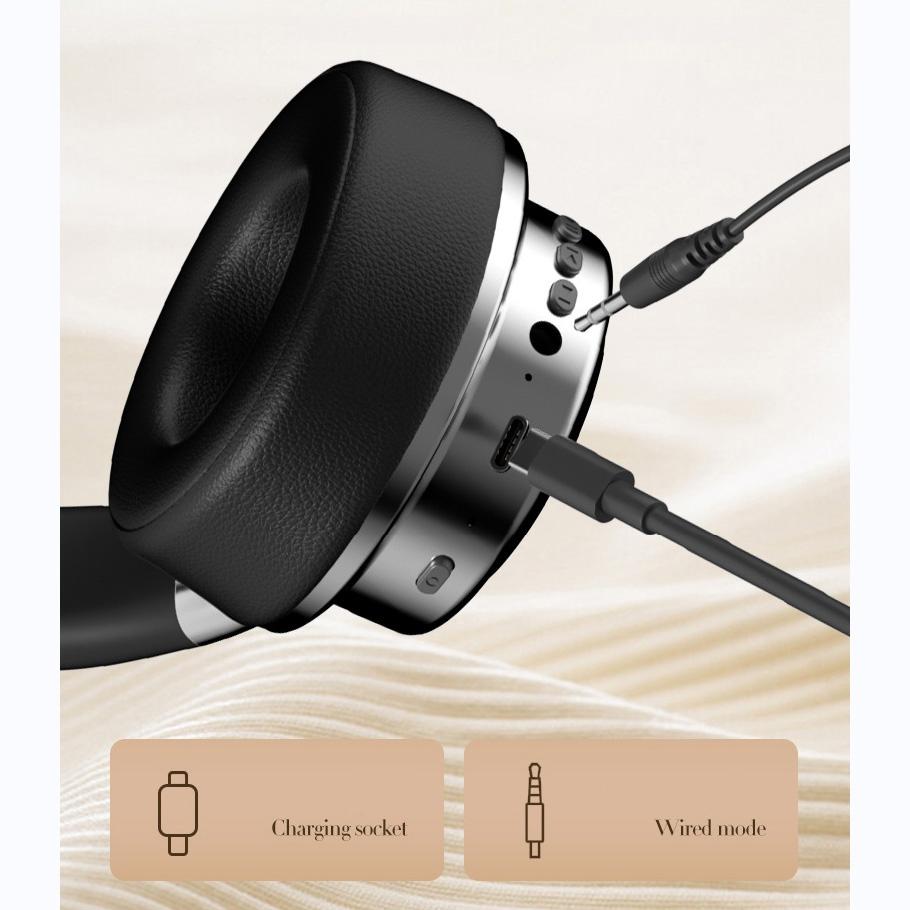 Retro Wireless Bluetooth Headset - Metal Head-mounted - Silver Brown